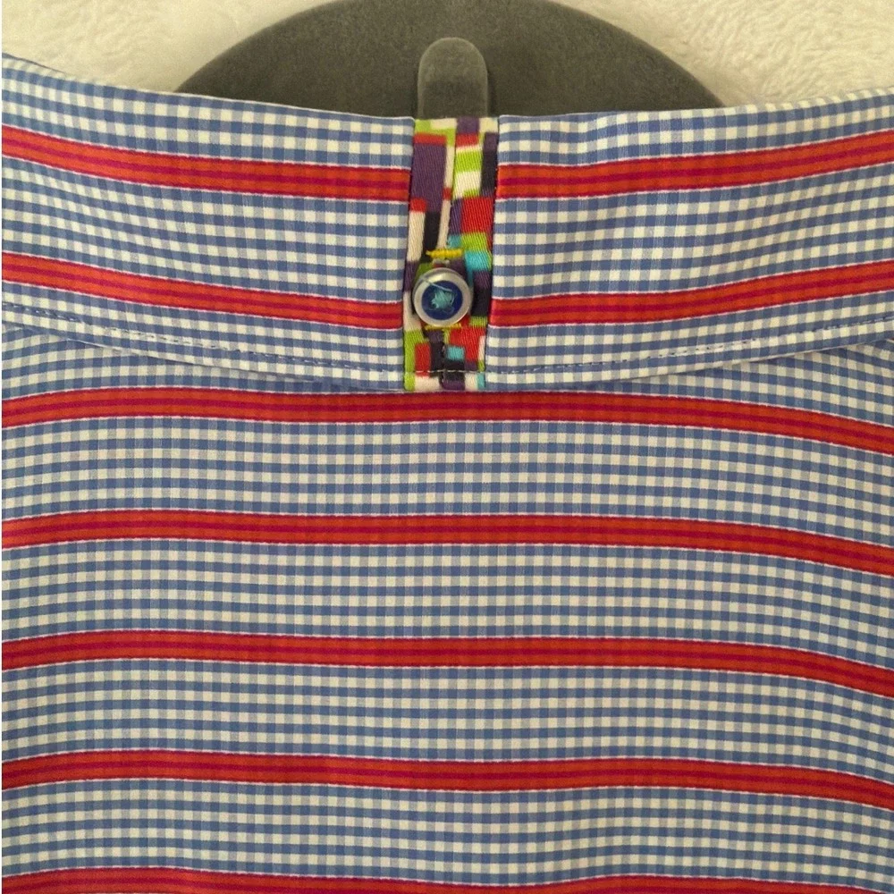 Robert Graham Mens XXL‎ X Collection Red Blue Gingham Striped Button Down Shirt
